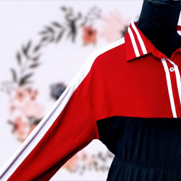 🎉HP*Last One*🆕 Sporty Color-block Polo Shirt Dress M - Picture 4 of 9